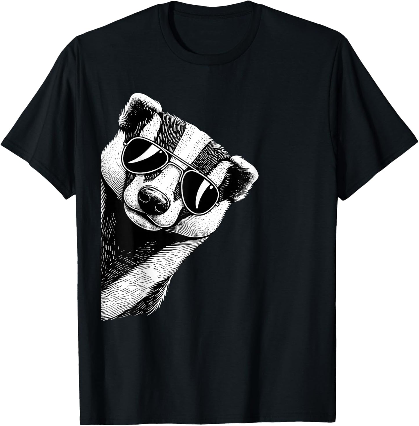 Funny Honey Badger Art Wearing Sunglasses T-Shirt - T-Shirt | Black