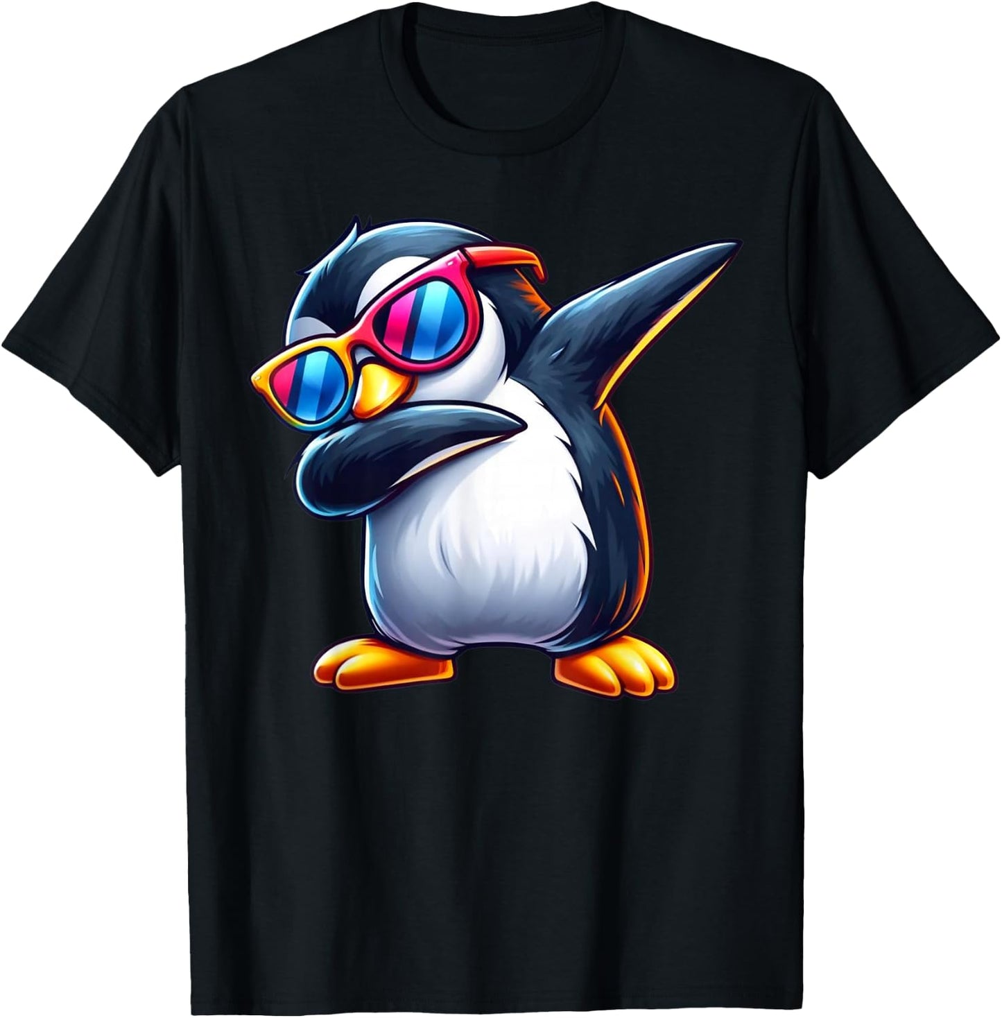 Unique Penguin Lover Apparel & Home Decor Shop -Adults & Kids Funny Dabbing Penguin Wearing Sunglasses Animal Lover Black T-Shirt - T-Shirt | Black