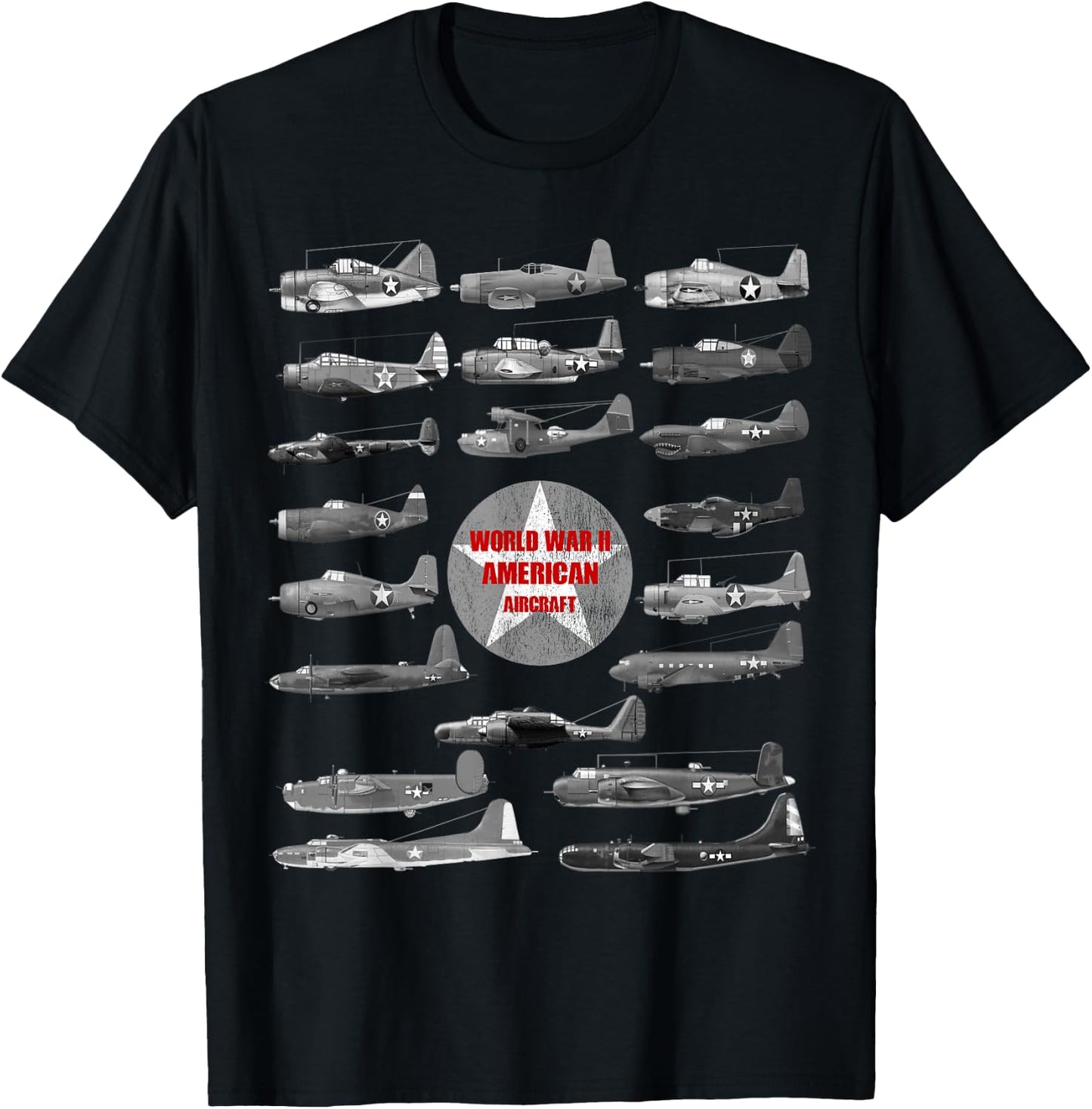 WW2 Planes Warbirds Plane Spotting American T-Shirt - T-Shirt | Black