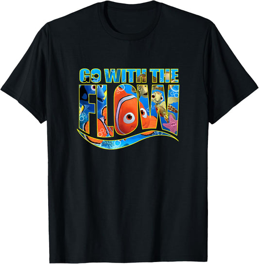 Disney Pixar Finding Nemo Go with The Flow See Through Logo T-Shirt - T-Shirt | Black
