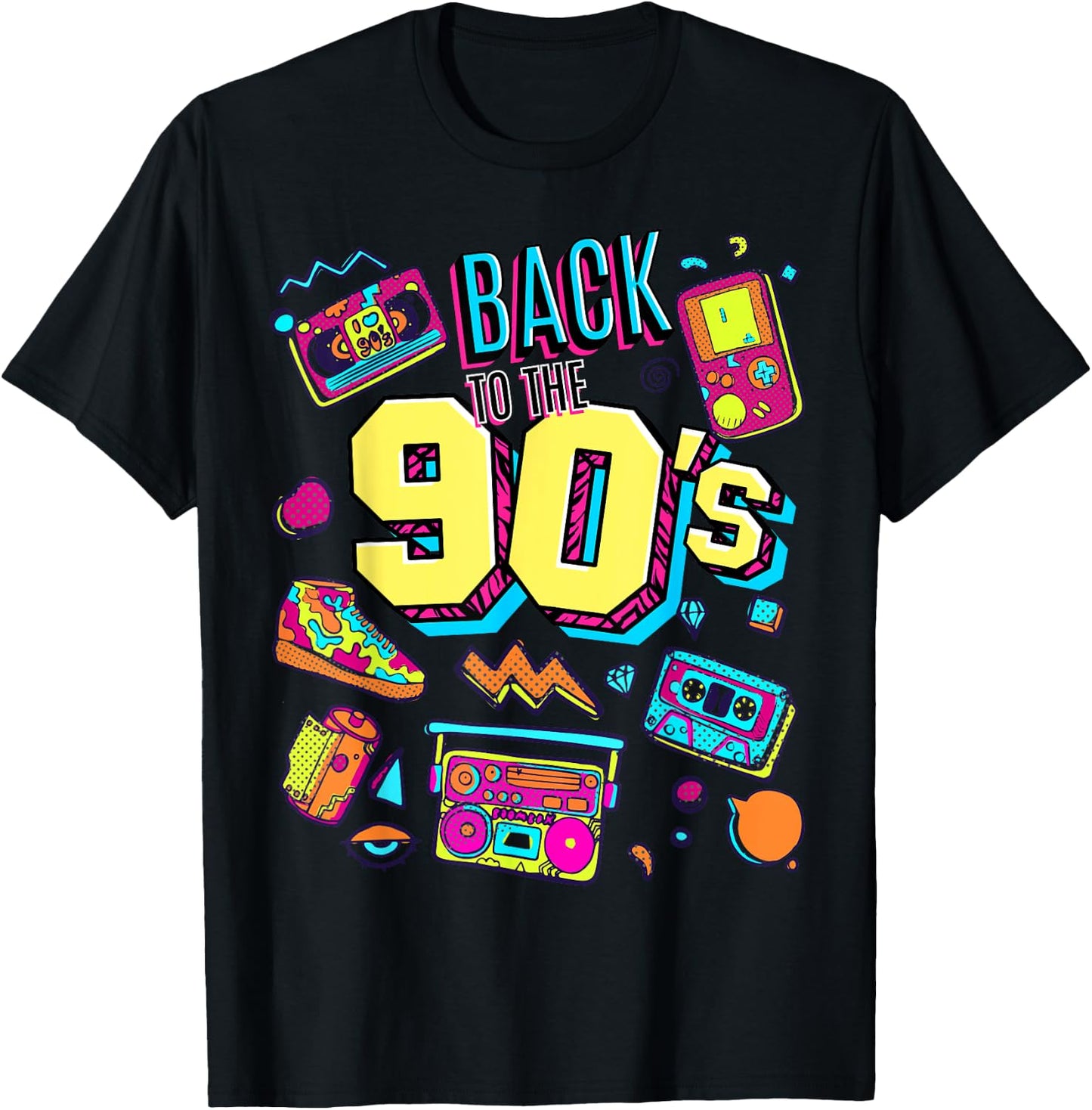 Men's Women's Kids Vintage Retro Back To 90's Graphic Design T-Shirt - T-Shirt | Black
