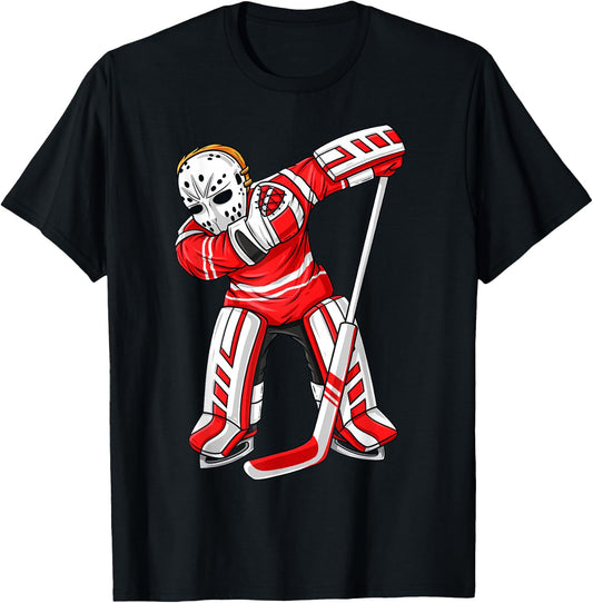 Dabbing Ice Hockey Player Funny Boys Girls Kids Dab Gift T-Shirt - T-Shirt | Black