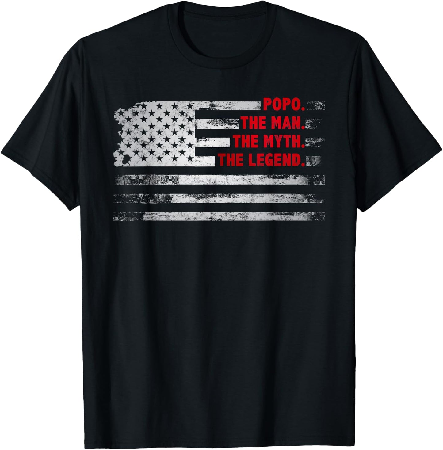 Popo The Man Myth Legend USA flag Father’s day Gift Popo T-Shirt - T-Shirt | Black