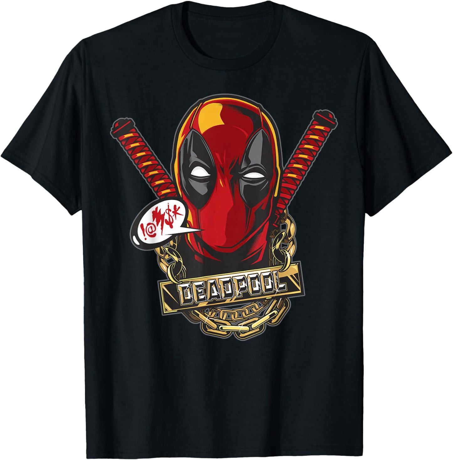 Marvel Deadpool Gold Plated Portrait T-Shirt - T-Shirt | Black