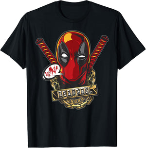 Marvel Deadpool Gold Plated Portrait T-Shirt - T-Shirt | Black