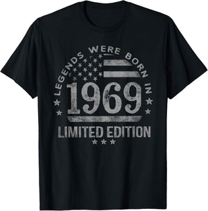 Legends were Born in 1969 USA Flag T-Shirt - T-Shirt | Black