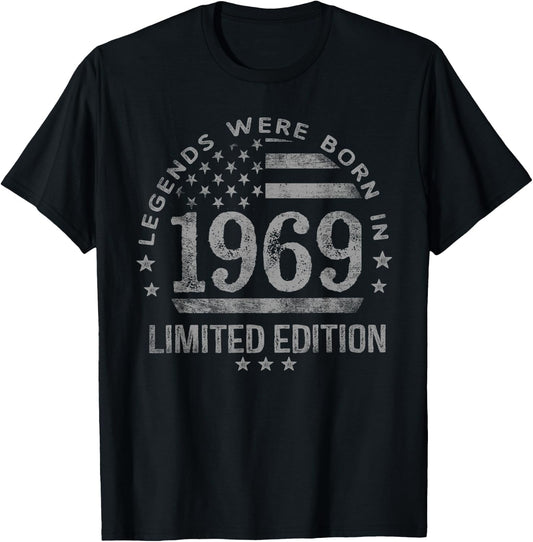 Legends were Born in 1969 USA Flag T-Shirt - T-Shirt | Black