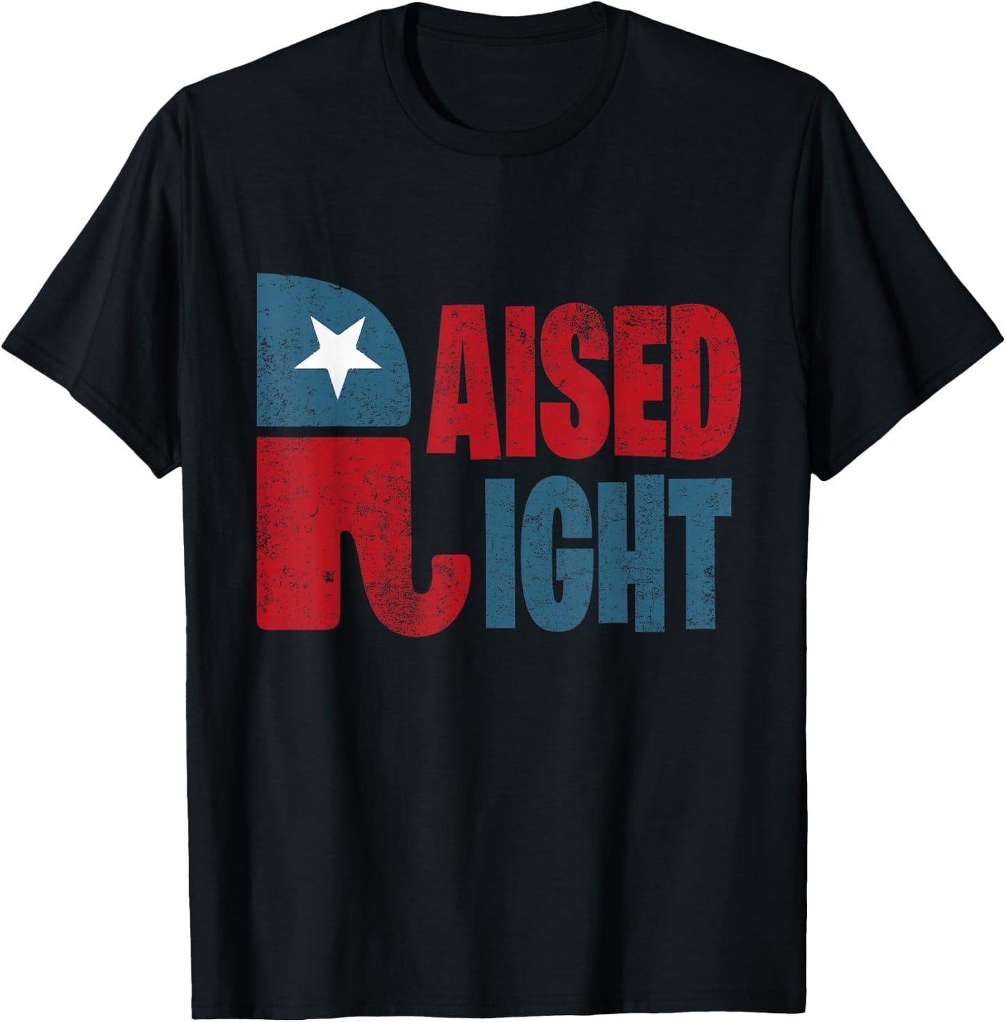 Raised Right Republican Elephant Vote Republican Trump 2020 T-Shirt - T-Shirt | Black