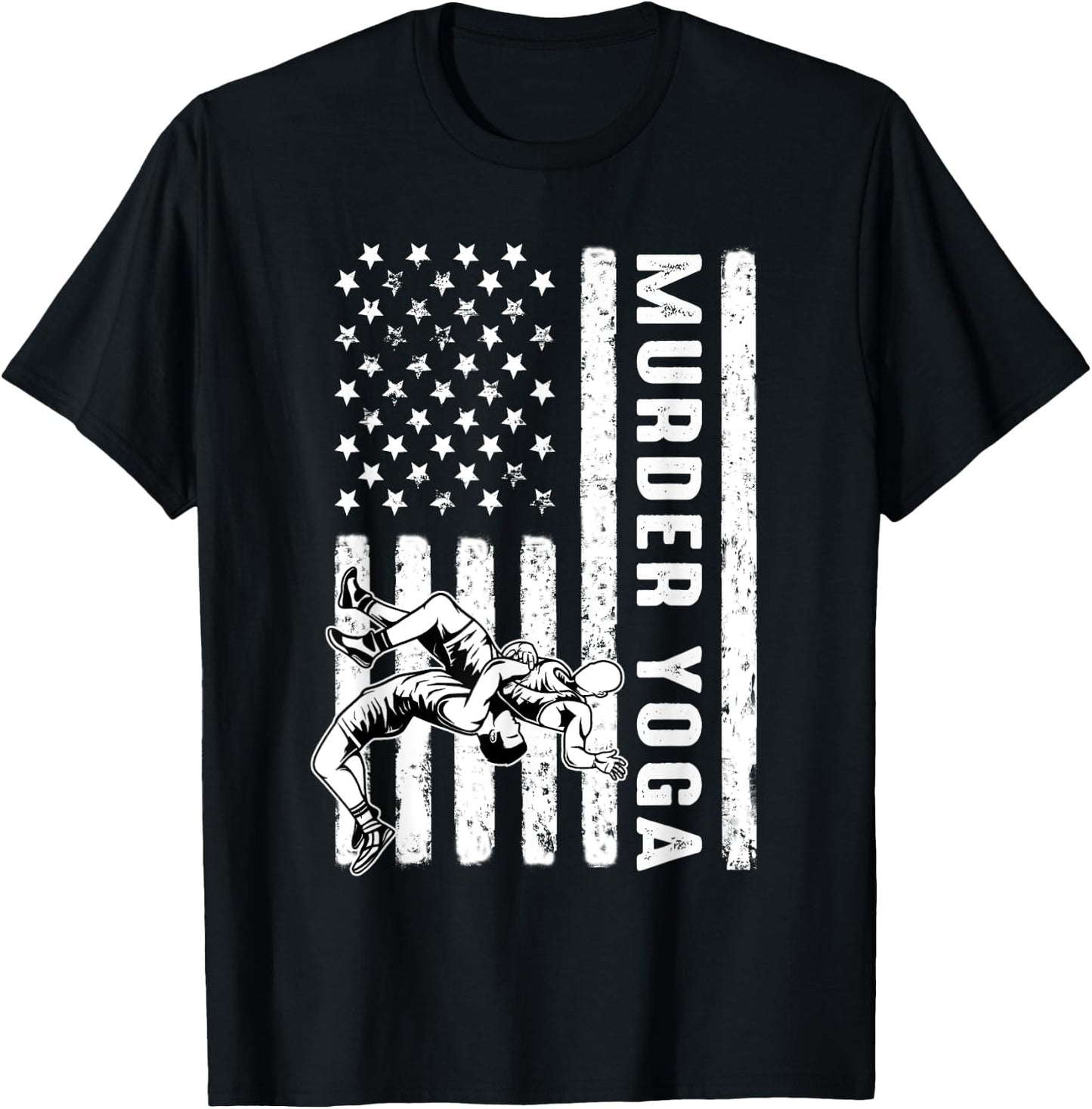 Wrestling Murder Yoga Flag T-Shirt - T-Shirt | Black