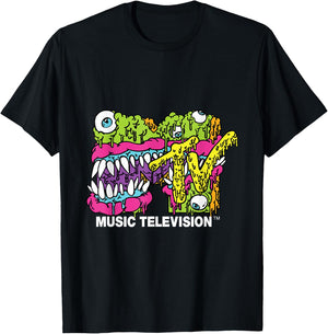 MTV Classic Logo Monster Design T-Shirt - T-Shirt | Black