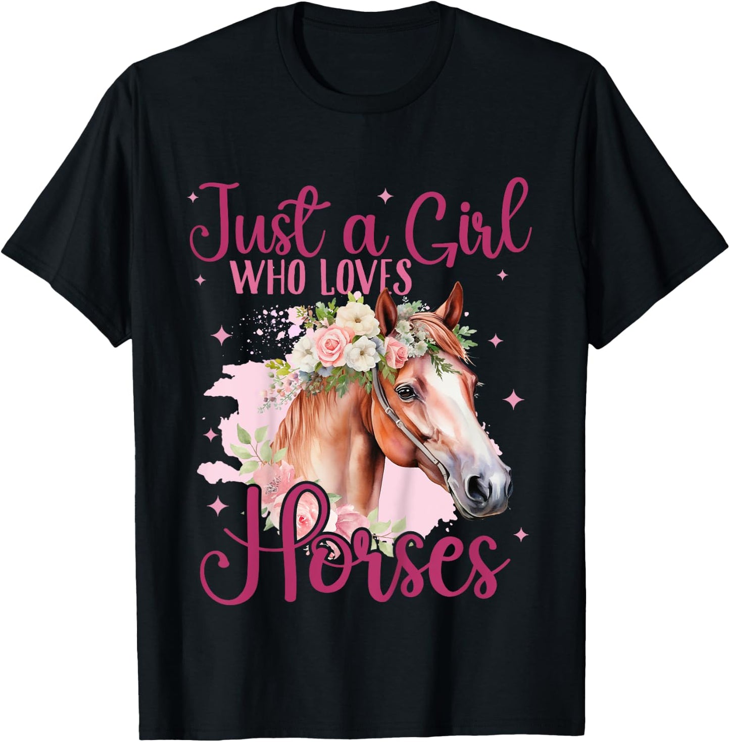 Kids Just a girl who loves Horses Riding Horse Lover Horse Girl T-Shirt - T-Shirt | Black