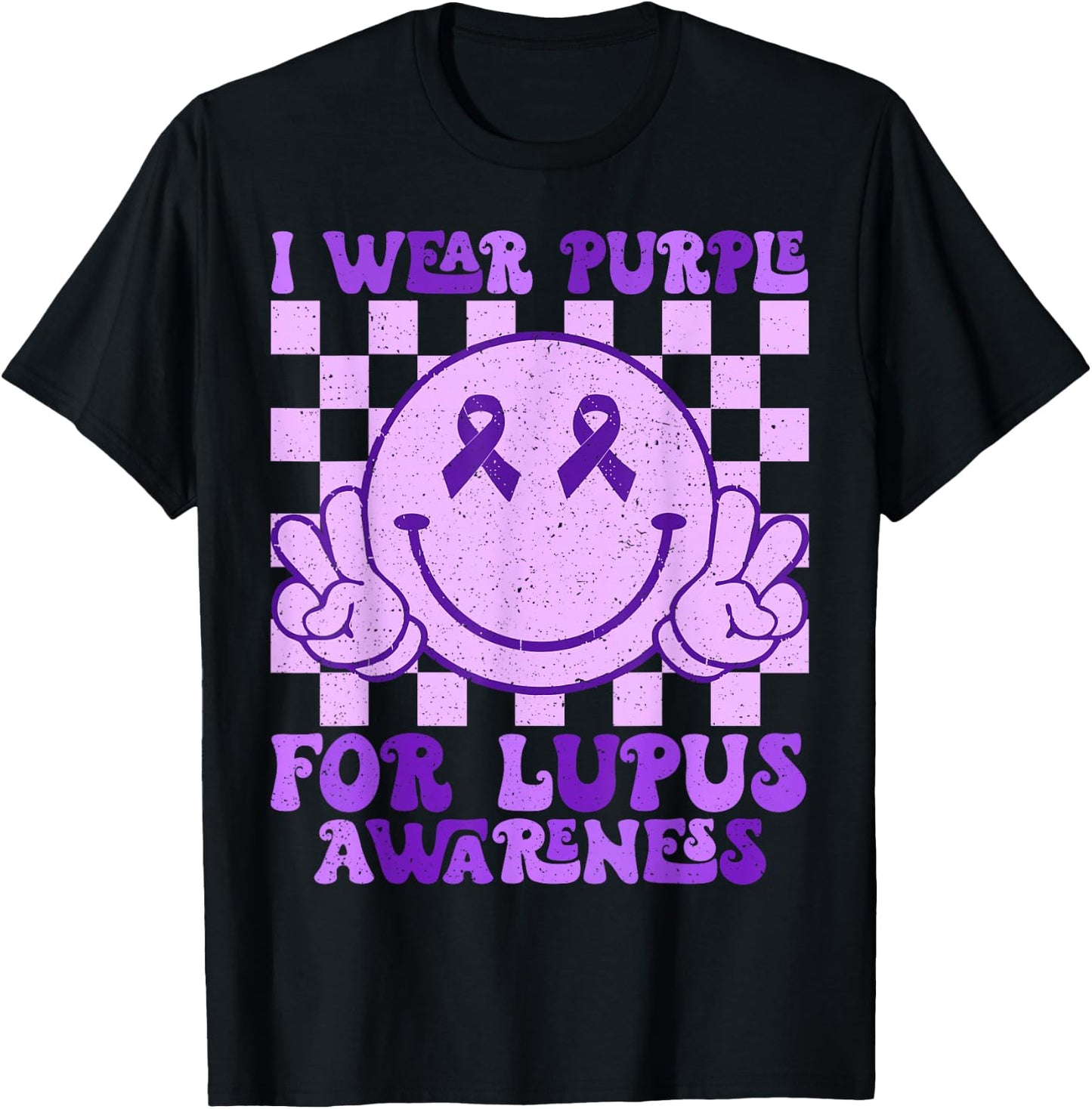 I Wear Purple For Lupus Awareness Men Women Purple Lupus T-Shirt - T-Shirt | Black