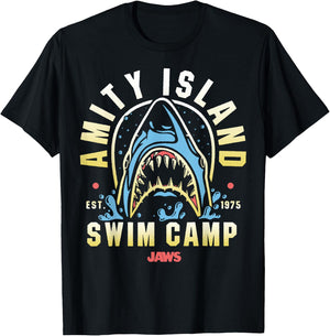 Jaws Amity Swim Camp T-Shirt - T-Shirt | Black