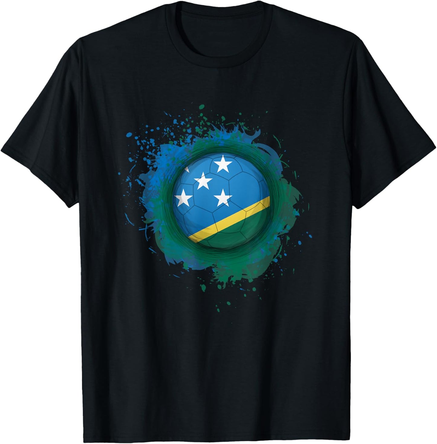 Proud Heritage Solomon Islands Flag Soccer Ball T-Shirt - T-Shirt | Black