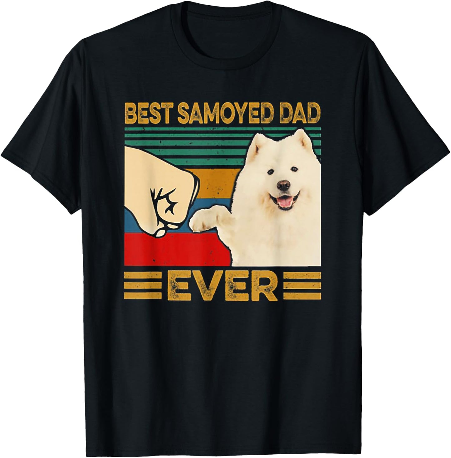 Best Samoyed Dad Ever Retro Vintage Father's Day Gift T-Shirt - T-Shirt | Black
