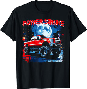 Powerstroke Patriotic Truck American Flag 6.7L Diesel Truck Women Kids Men T-Shirt - T-Shirt | Black