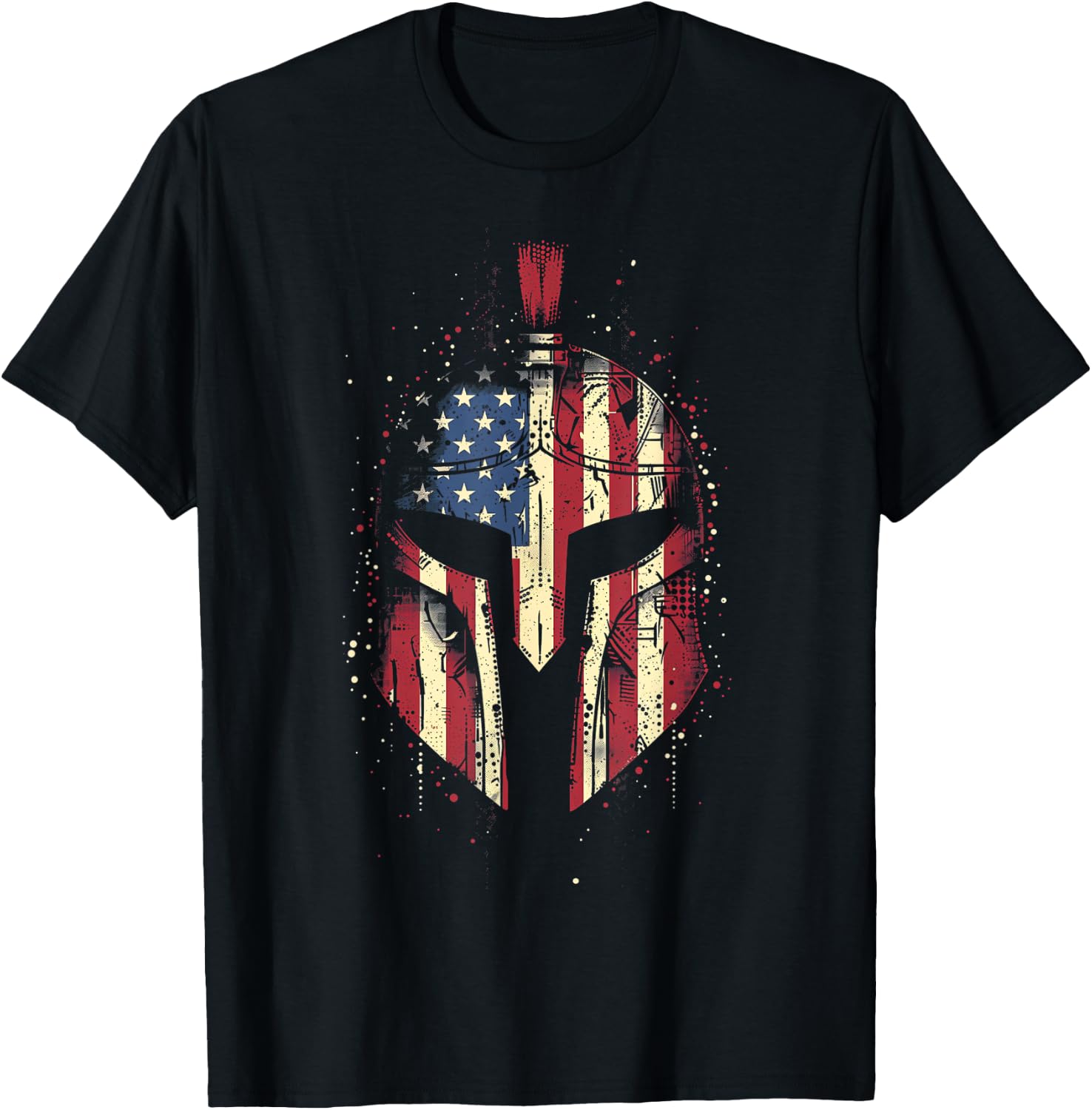 Spartan Helmet USA Flag Patriotic Veteran Grunge Distressed Kids Men T-Shirt - T-Shirt | Black