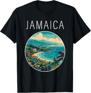 Jamaica Scenery Art Deco T-Shirt - T-Shirt | Black