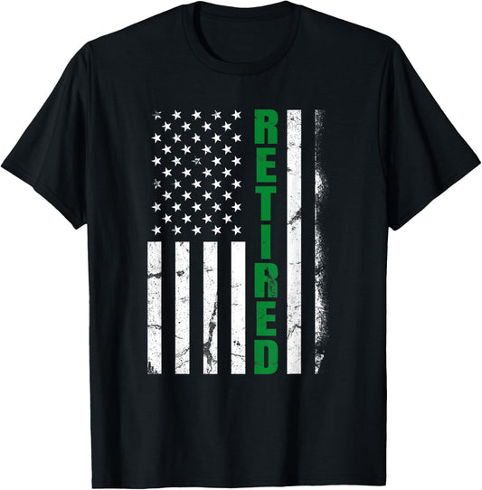 Retired Military Border Patrol Thin Green Line US Flag T-Shirt - T-Shirt | Black