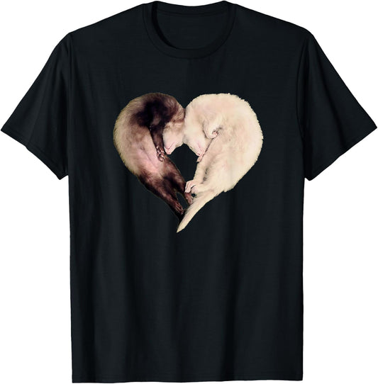 I Love My Funny Ferret Heart Graphic Ferret Owner T-Shirt - T-Shirt | Black