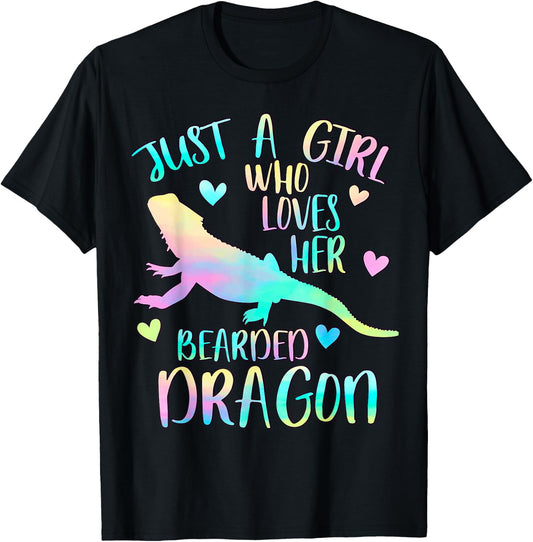 Just a Girl Who Loves her Bearded Dragon Dragons lover T-Shirt - T-Shirt | Black