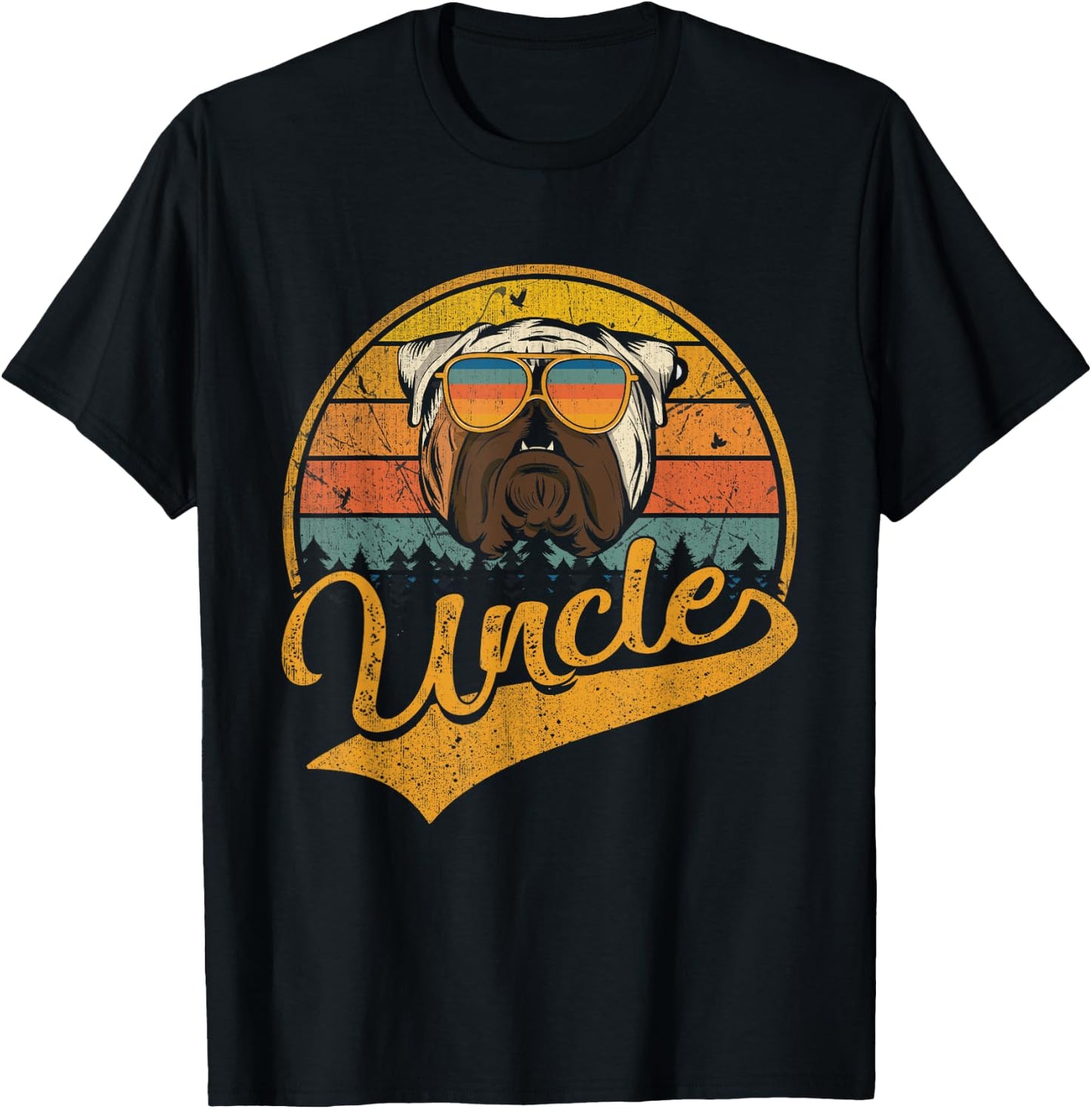 Father's Day Gifts Retro Vintage English Bulldog Uncle Women Girls Kids T-Shirt - T-Shirt | Black