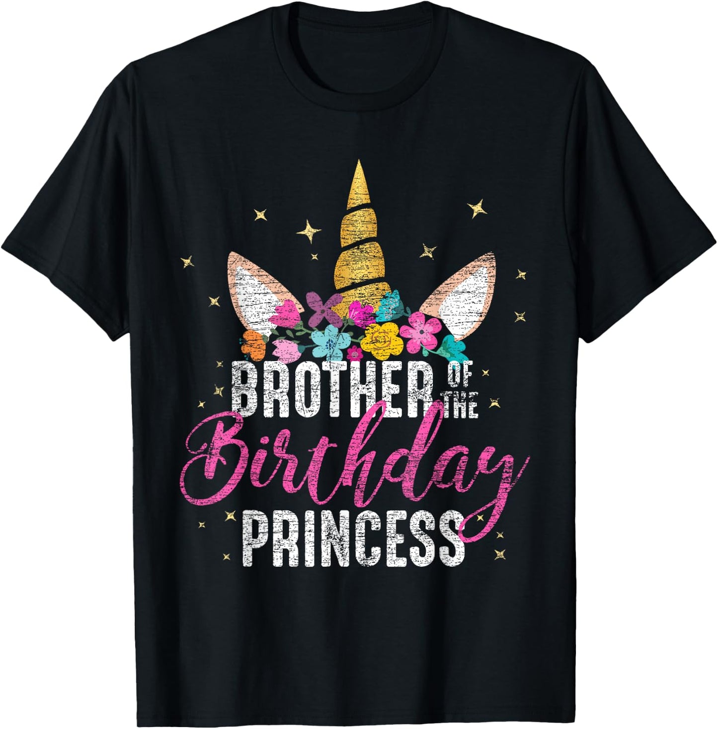 Brother Of The Birthday Princess Gift Unicorn Birthday T-Shirt - T-Shirt | Black