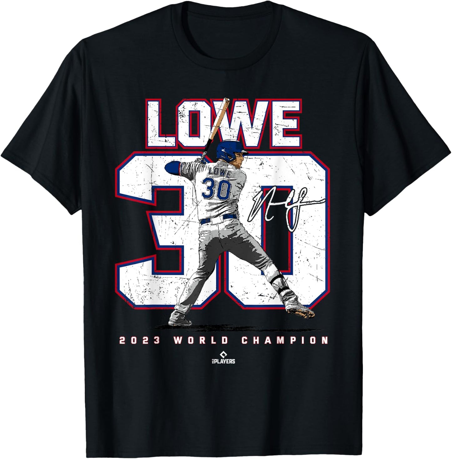 Player Number 2023 World Champion Nathaniel Lowe Texas MLBPA T-Shirt - T-Shirt | Black