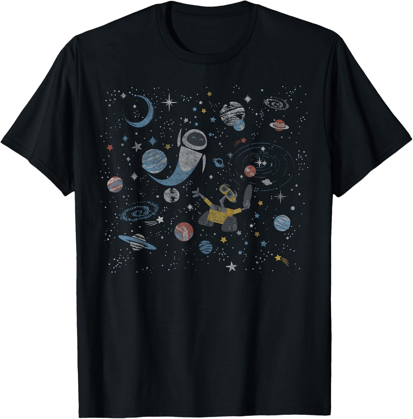 Disney Pixar Wall-E & Eve in Space T-Shirt - T-Shirt | Black