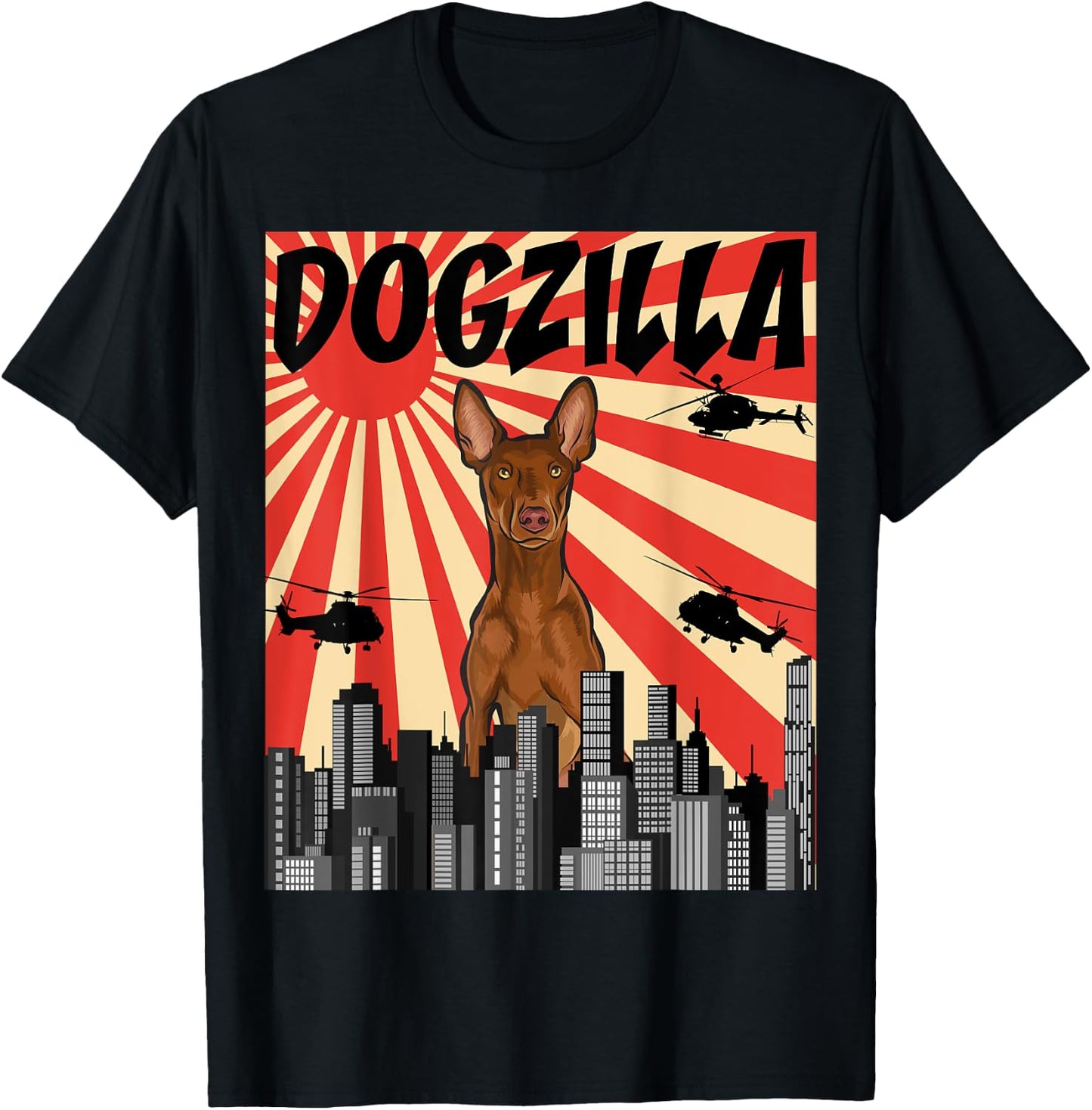 Funny Retro Japanese Dogzilla Pharaoh Hound T-Shirt - T-Shirt | Black