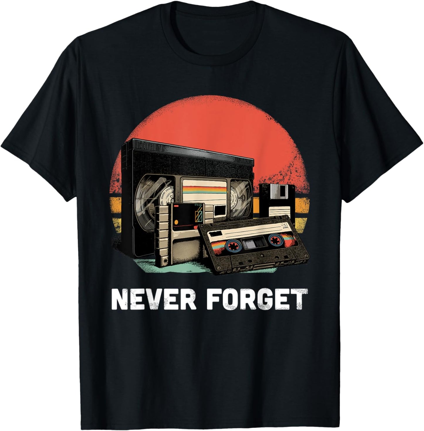 Never Forget Shirt Retro Cassette Tape VHS Gamer 80s 90s T-Shirt - T-Shirt | Black