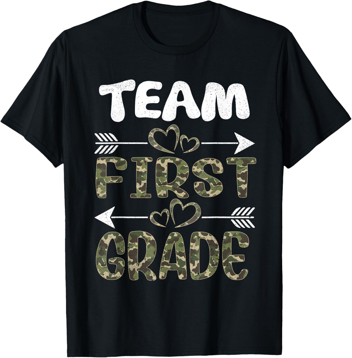 Team First Grade Back To School 1st Grade Camo Teachers T-Shirt - T-Shirt | Black