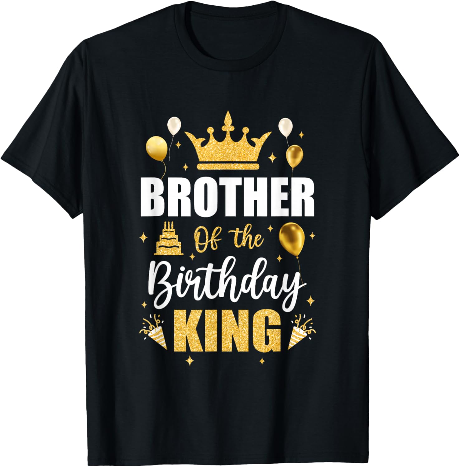 Brother Of The Birthday King Boys Men Bday Party T-Shirt - T-Shirt | Black