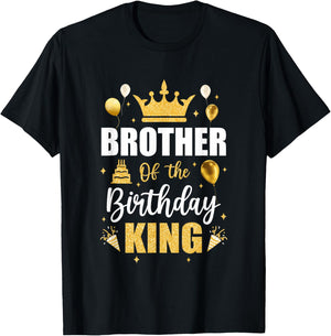 Brother Of The Birthday King Boys Men Bday Party T-Shirt - T-Shirt | Black