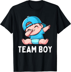 Gender Reveal Party Day Team Boy Dabbing Baby Blue Teams T-Shirt - T-Shirt | Black
