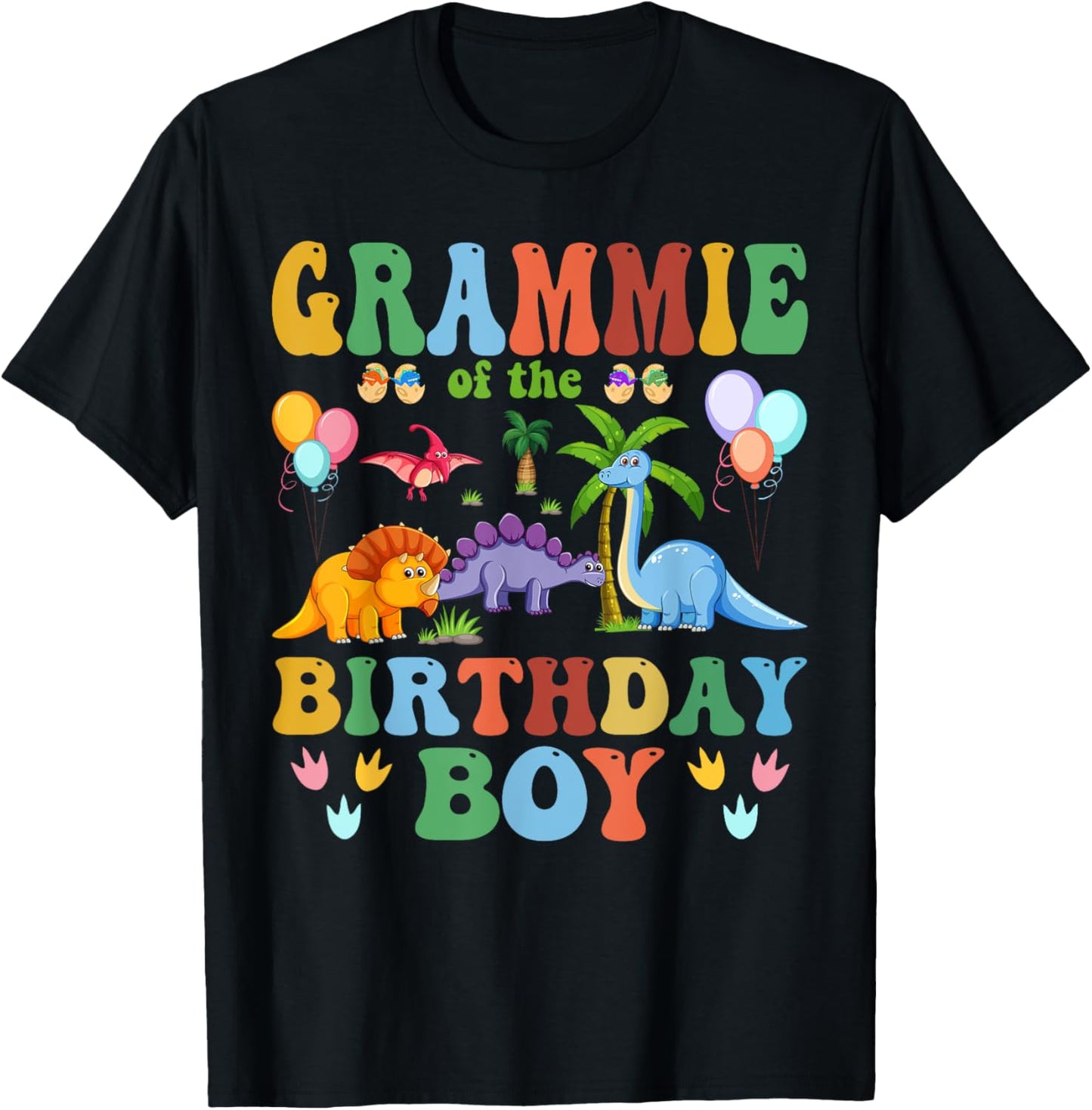 Grammie of the Birthday Boy T-Rex RAWR Dinosaur Birthday boy T-Shirt - T-Shirt | Black