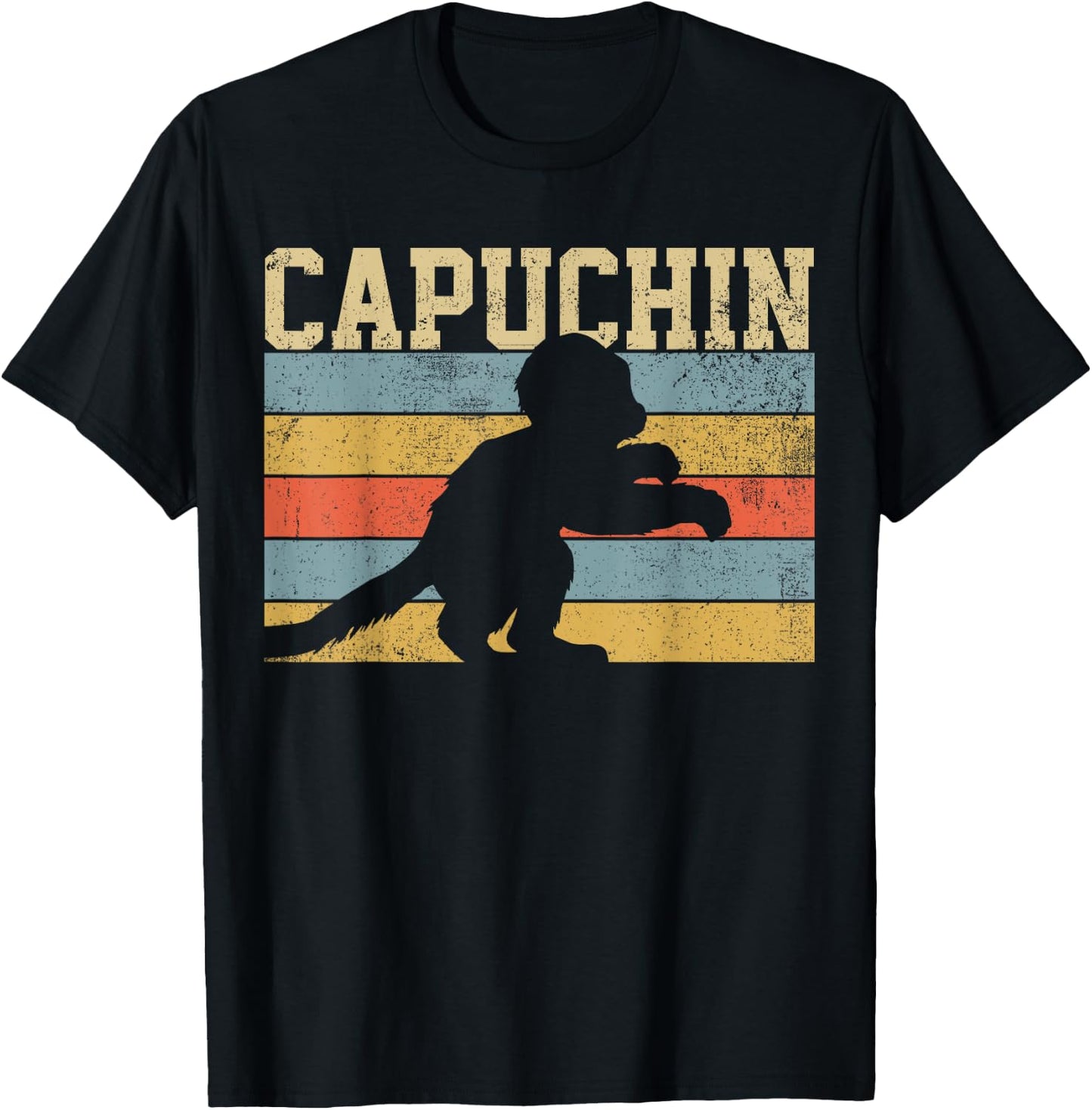 Capuchin Monkey Vintage Retro T-Shirt - T-Shirt | Black