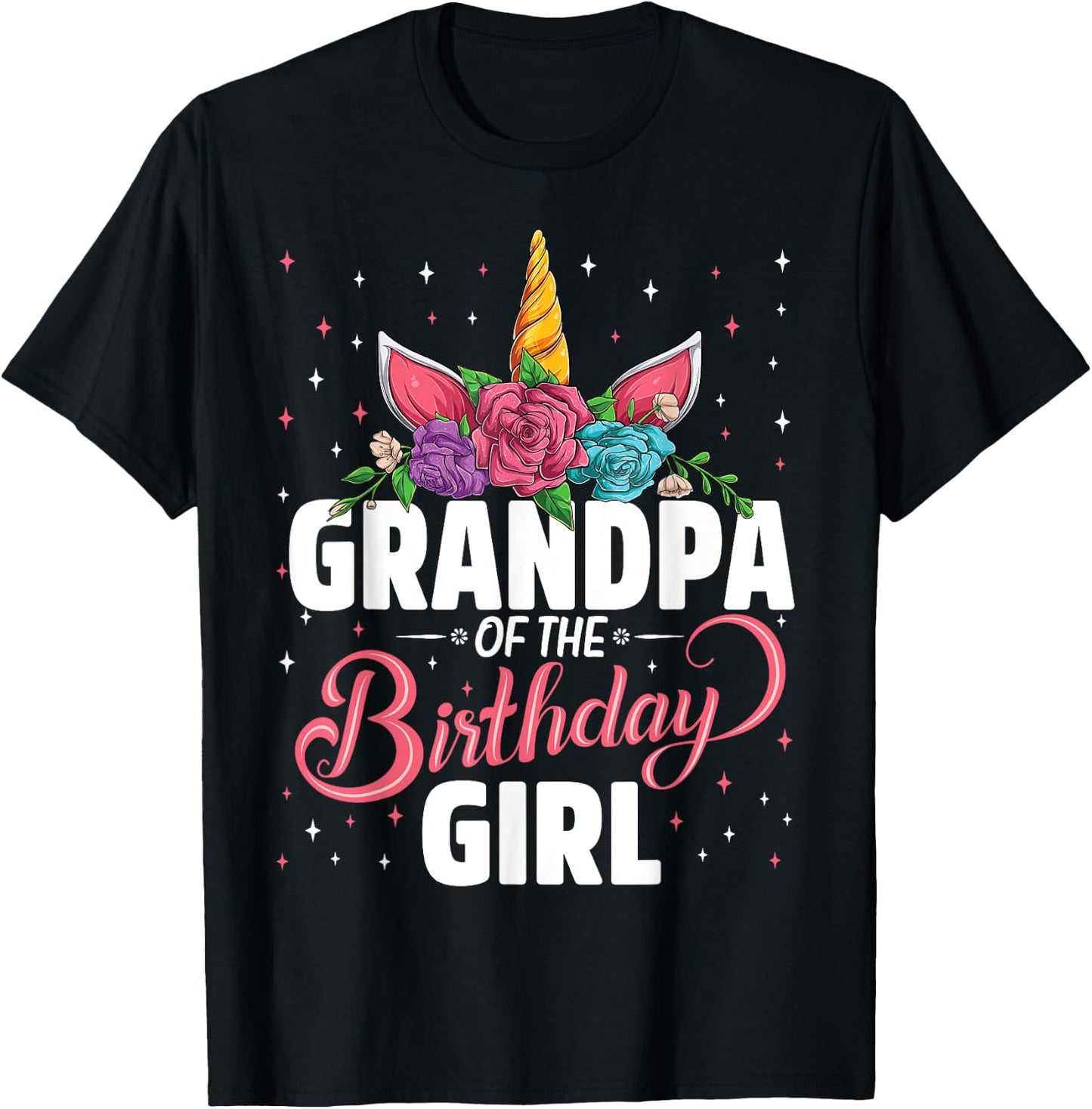 Grandpa Of The Birthday Girl Unicorn Girls Family Matching T-Shirt - T-Shirt | Black