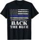 Back The Blue Thin Blue Line American Flag Police Support T-Shirt - T-Shirt | Black