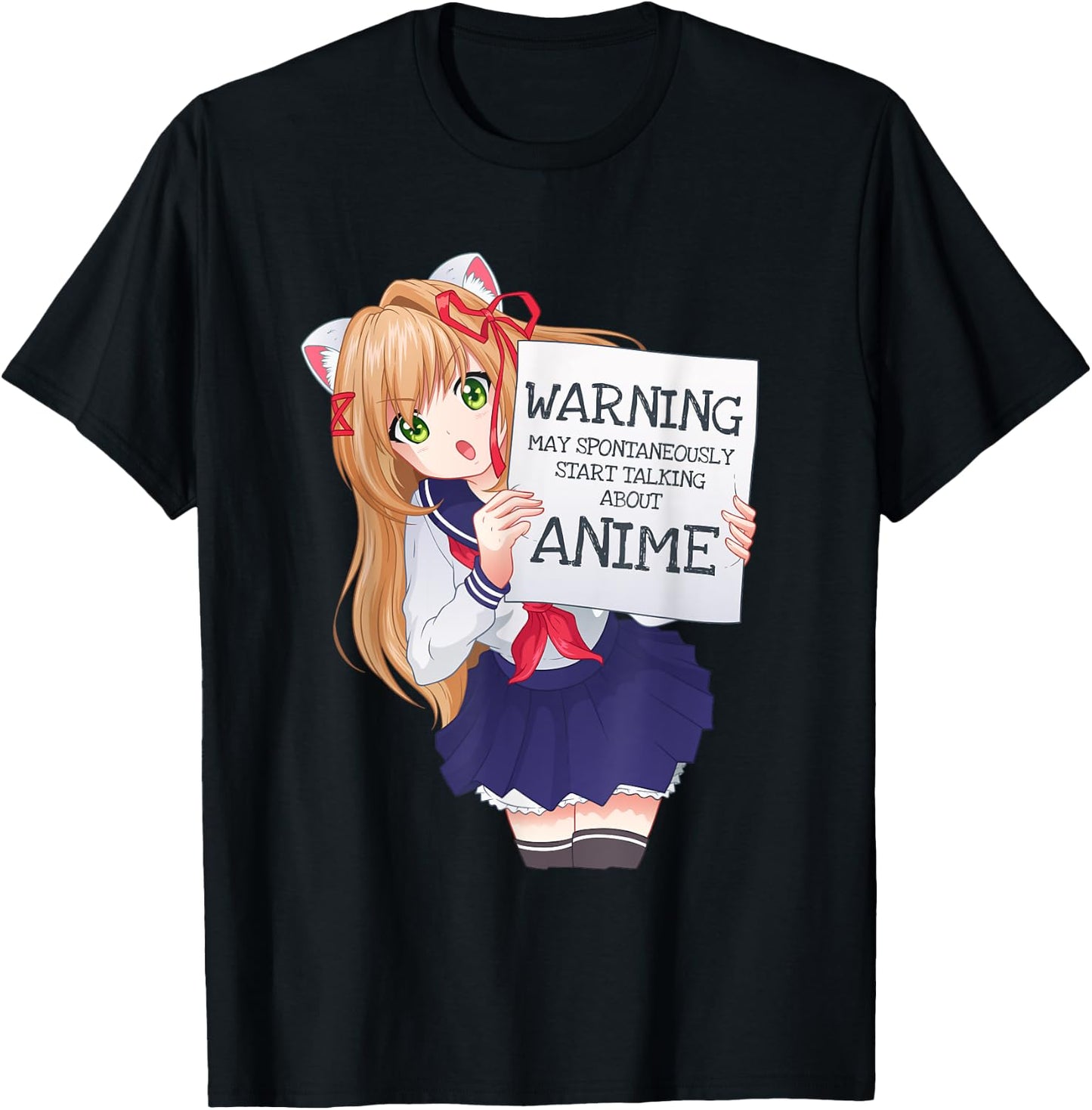 Kawaii Cute Spontaneously Talking Anime Girl Otaku Japanese T-Shirt - T-Shirt | Black