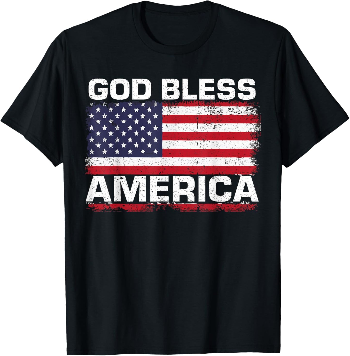 USA Flag 4th of July Patriotic God Bless America Women Men T-Shirt - T-Shirt | Black
