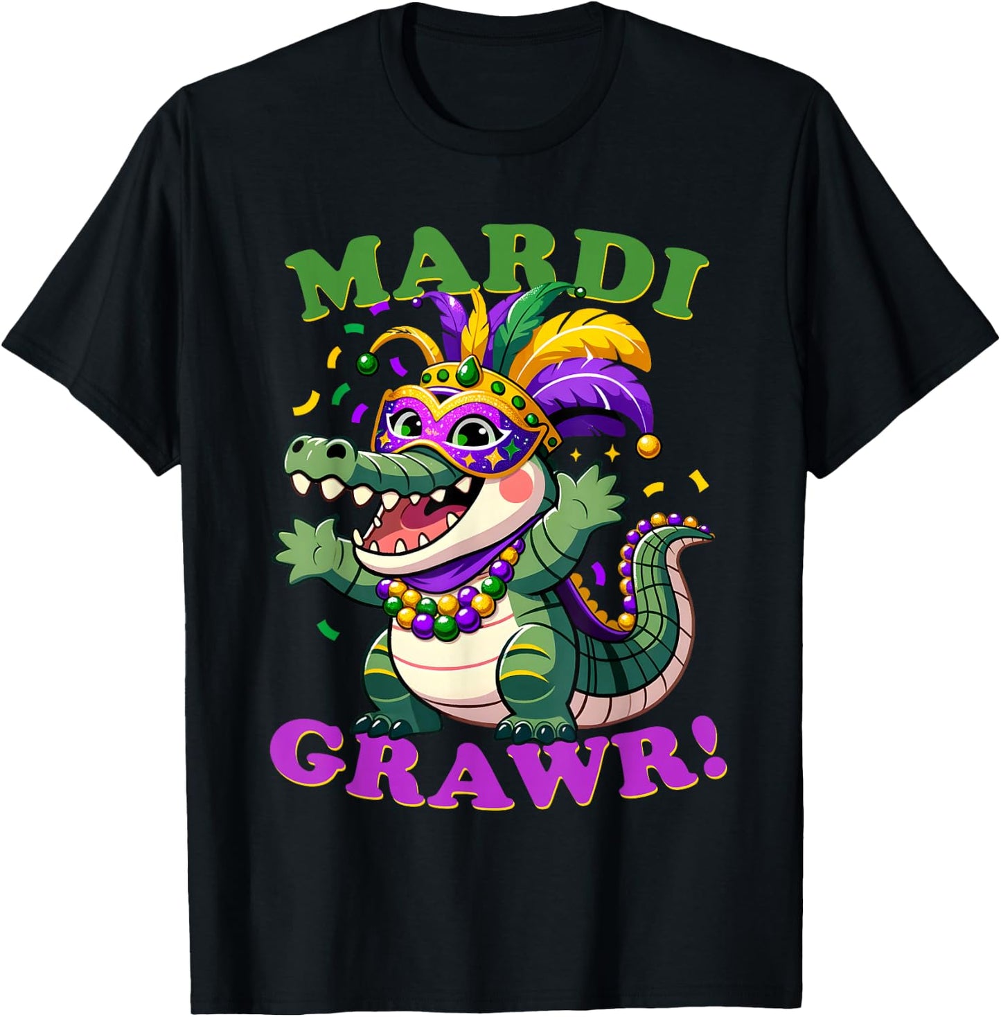 Crocodile Mardi Grawr Costume Mardi Gras Gator Men Women Kid T-Shirt - T-Shirt | Black