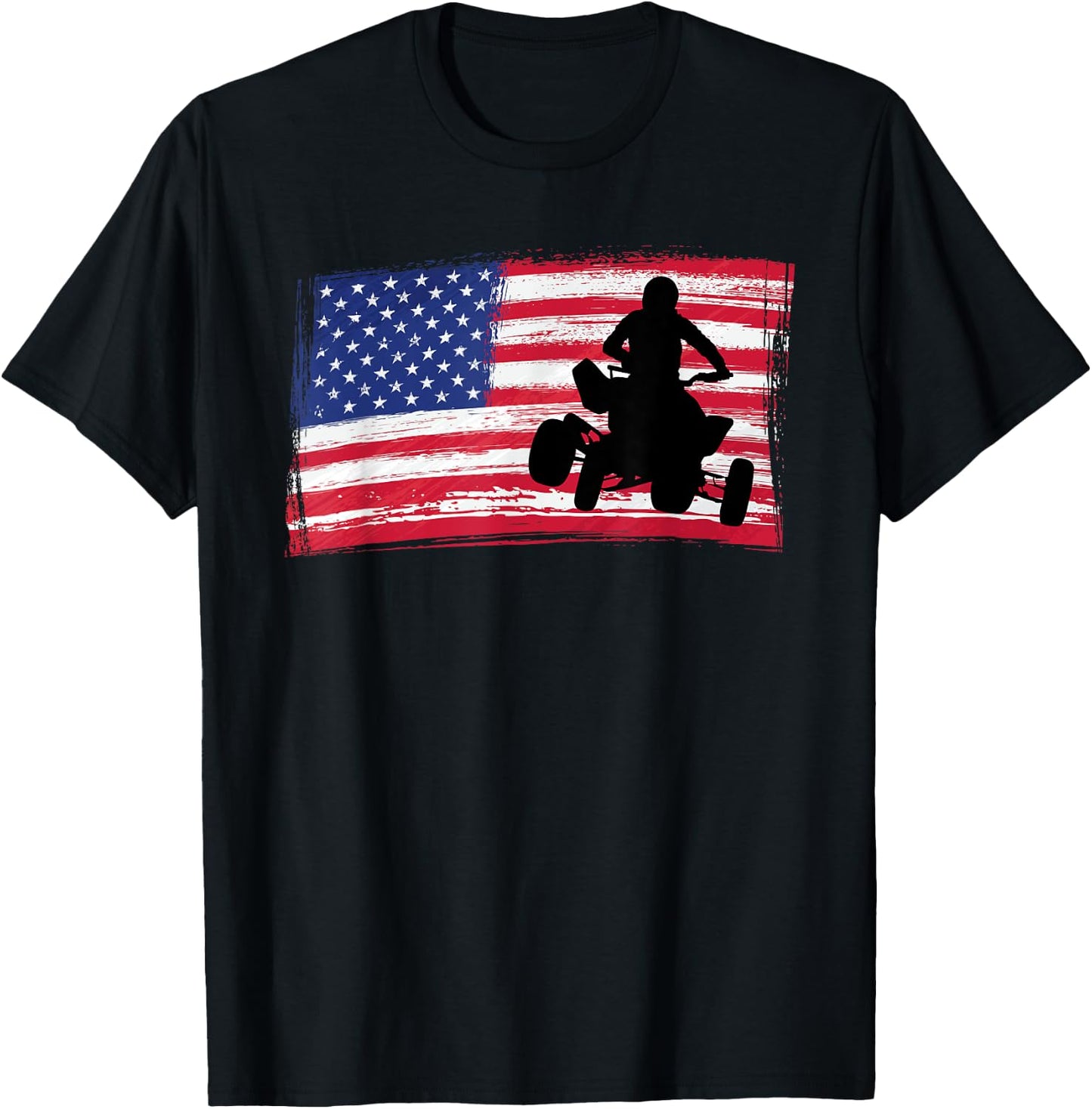 Quad Racing America Flag - Quad Biker ATV 4 Wheeler Gift T-Shirt - T-Shirt | Black