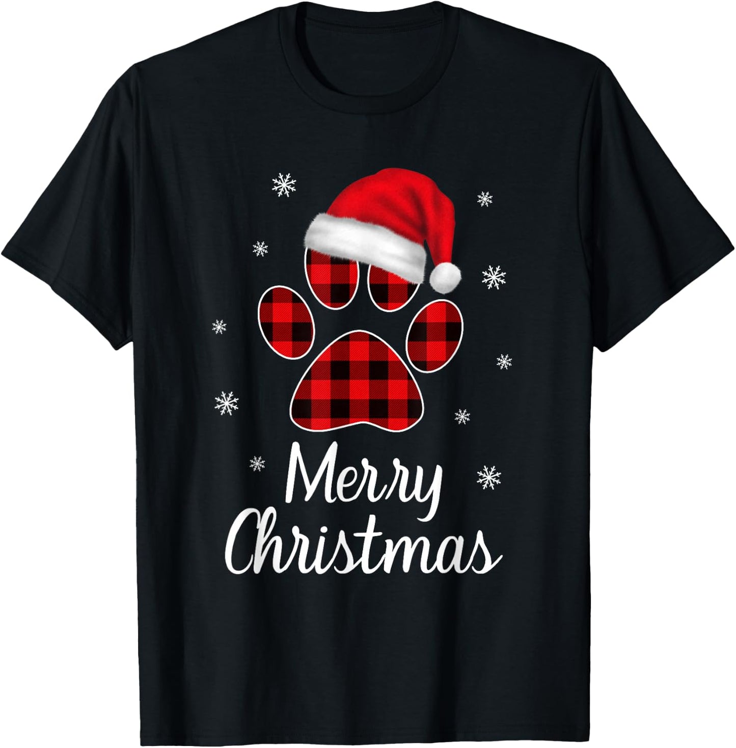 Christmas Pajama Women Kids Girl Christmas Gifts Cat Dog Paw T-Shirt - T-Shirt | Black