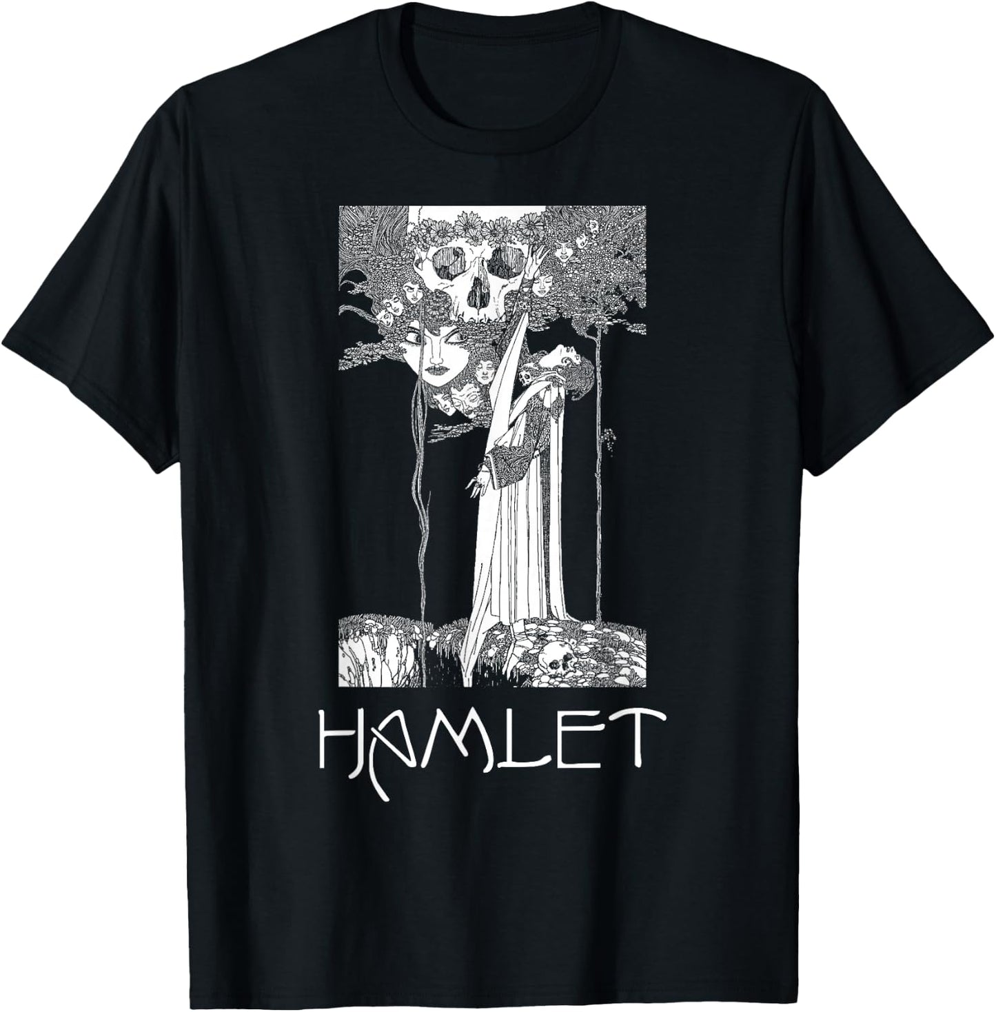 Shakespeare Hamlet Ophelia Skull English Literature T-Shirt - T-Shirt | Black