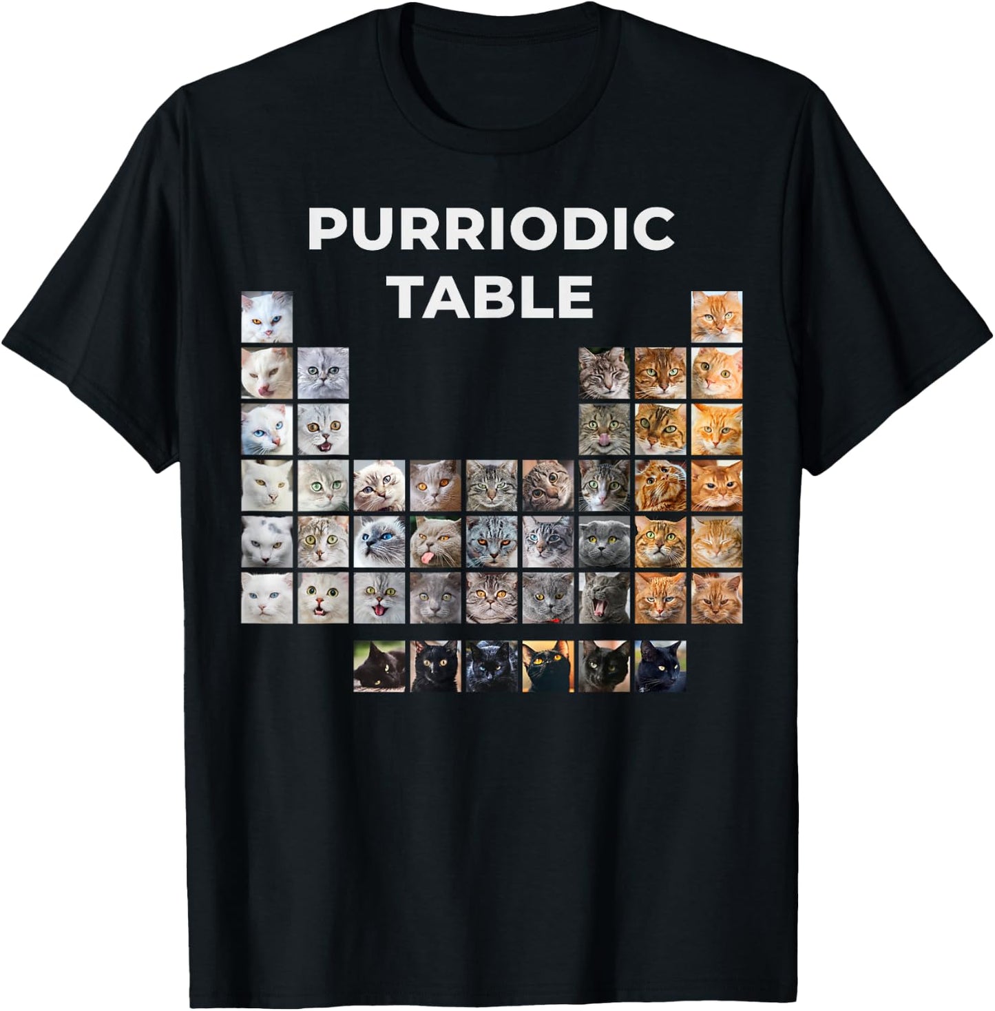 Funny Cat Chemistry Pun Periodic Table T-Shirt - T-Shirt | Black