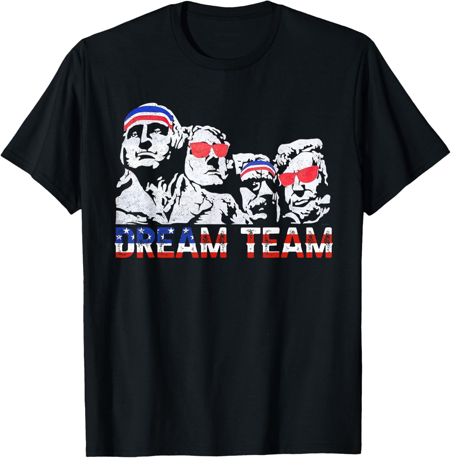 American USA Flag Dream Team Funny Patriotic Retro Vintage Women Men T-Shirt - T-Shirt | Black