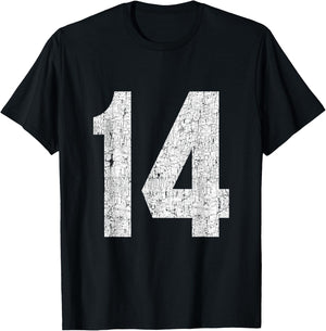 #14 Jersey Uniform Varsity Sports Number, 14th Birthday T-Shirt - T-Shirt | Black
