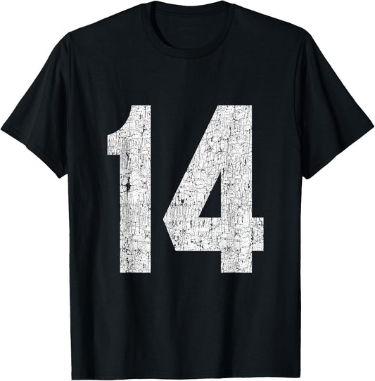 #14 Jersey Uniform Varsity Sports Number, 14th Birthday T-Shirt - T-Shirt | Black