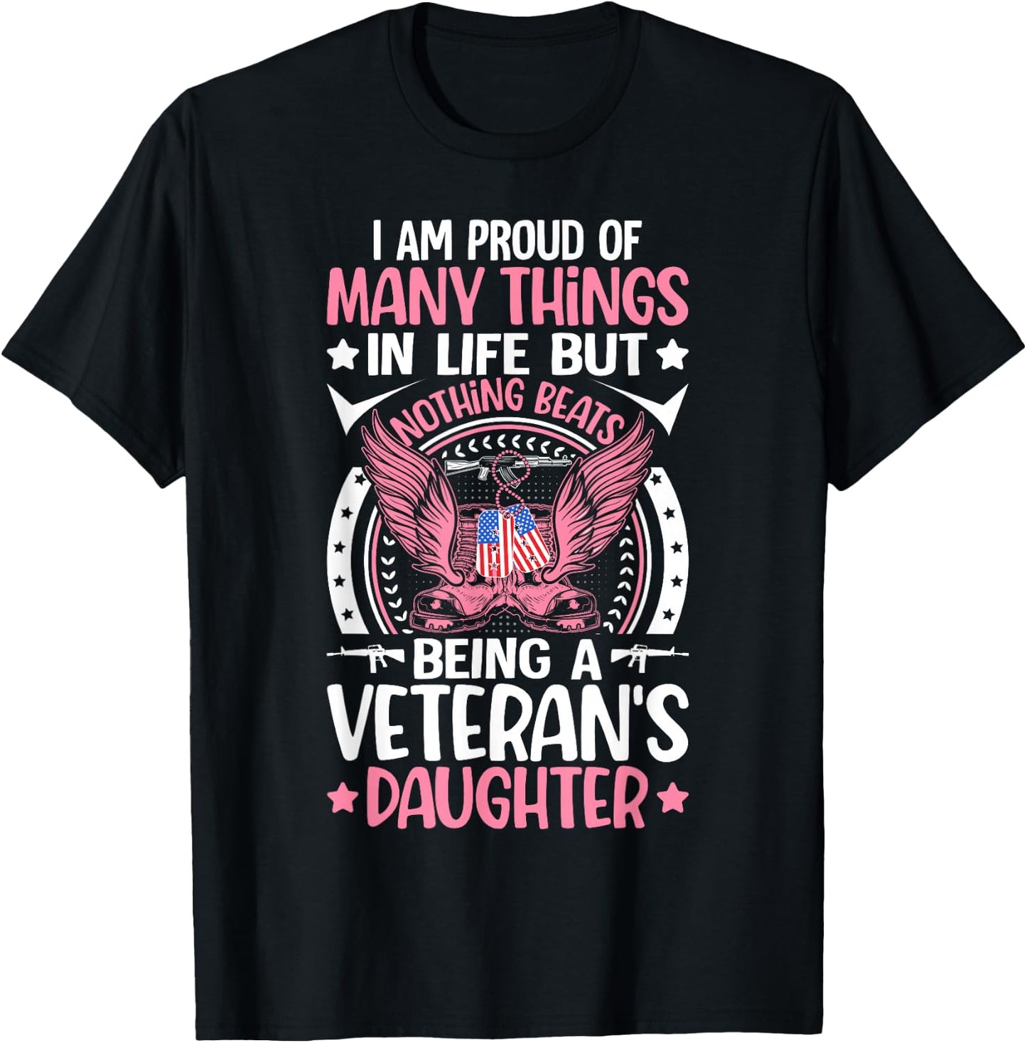 Veteran's Daughter Proud Military Veteran Dad T-Shirt - T-Shirt | Black